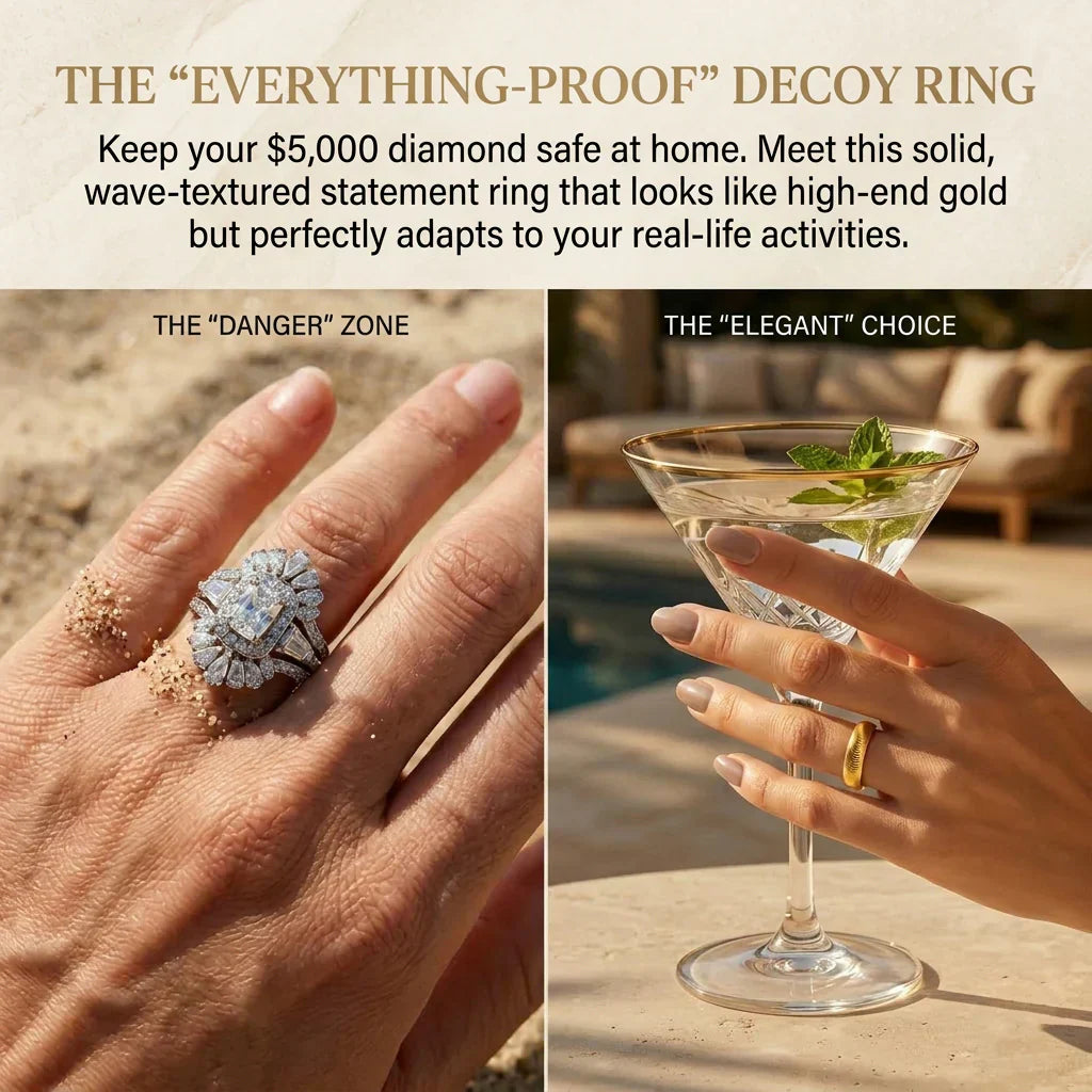 🔥 Final Flash Sale: 90% OFF-The "Everything-Proof" Travel Decoy Ring - Tarnish-Free Wave Band
