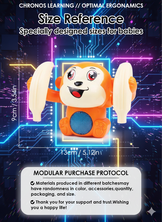 360° Flip Master Baby Monkey: Interactive Sound & Light Show Toy - Battery Operated Kinetic Learning Puzzle, Safe & Durable Preschool Entertainment Station