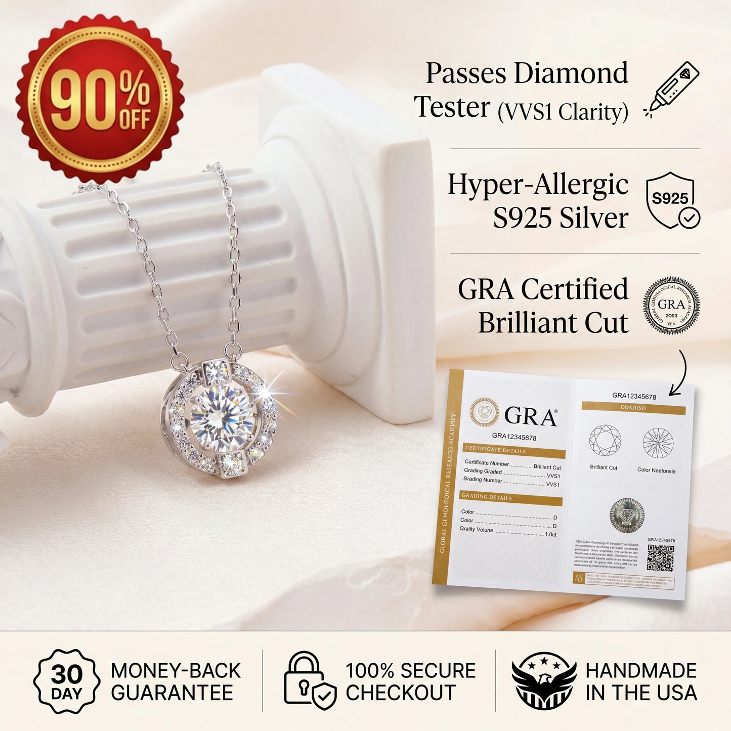 💎 The "Beating Heart" 1-Carat Moissanite Solitaire Necklace