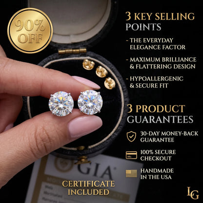 4.00 CTW Classic Round Lab-Created Diamond Stud Earrings - Secure 4-Prong & Hypoallergenic-Last Day Sale🔥90% OFF