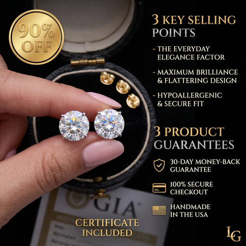 4.00 CTW Classic Round Lab-Created Diamond Stud Earrings - Secure 4-Prong & Hypoallergenic-Last Day Sale🔥90% OFF