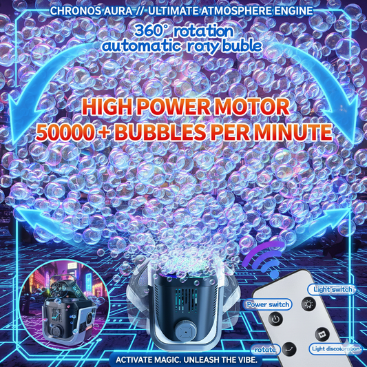 Smart Orbit Bubble Station: Interactive RGB Lighting & Auto-Rotation Tech - Rechargeable Wireless Bubble Blower for Seamless Indoor/Outdoor Celebration Magic