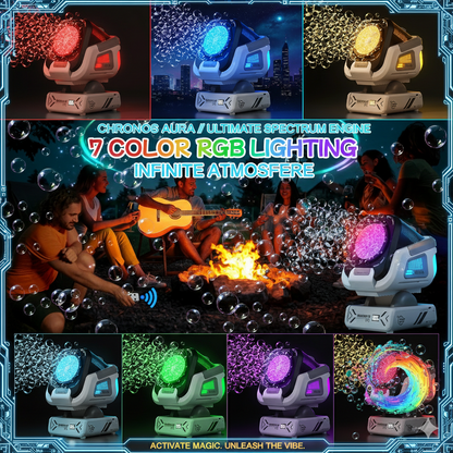 Smart Orbit Bubble Station: Interactive RGB Lighting & Auto-Rotation Tech - Rechargeable Wireless Bubble Blower for Seamless Indoor/Outdoor Celebration Magic