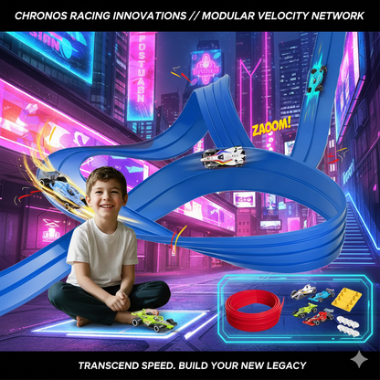 Space-Saving Roll-Up Race Track Station: 4.5M Customizable Flexible Path - 4 Heavy-Duty Shock-Resistant Stunt Cars, Endless DIY Circuit Building Kit for Aspiring Racers
