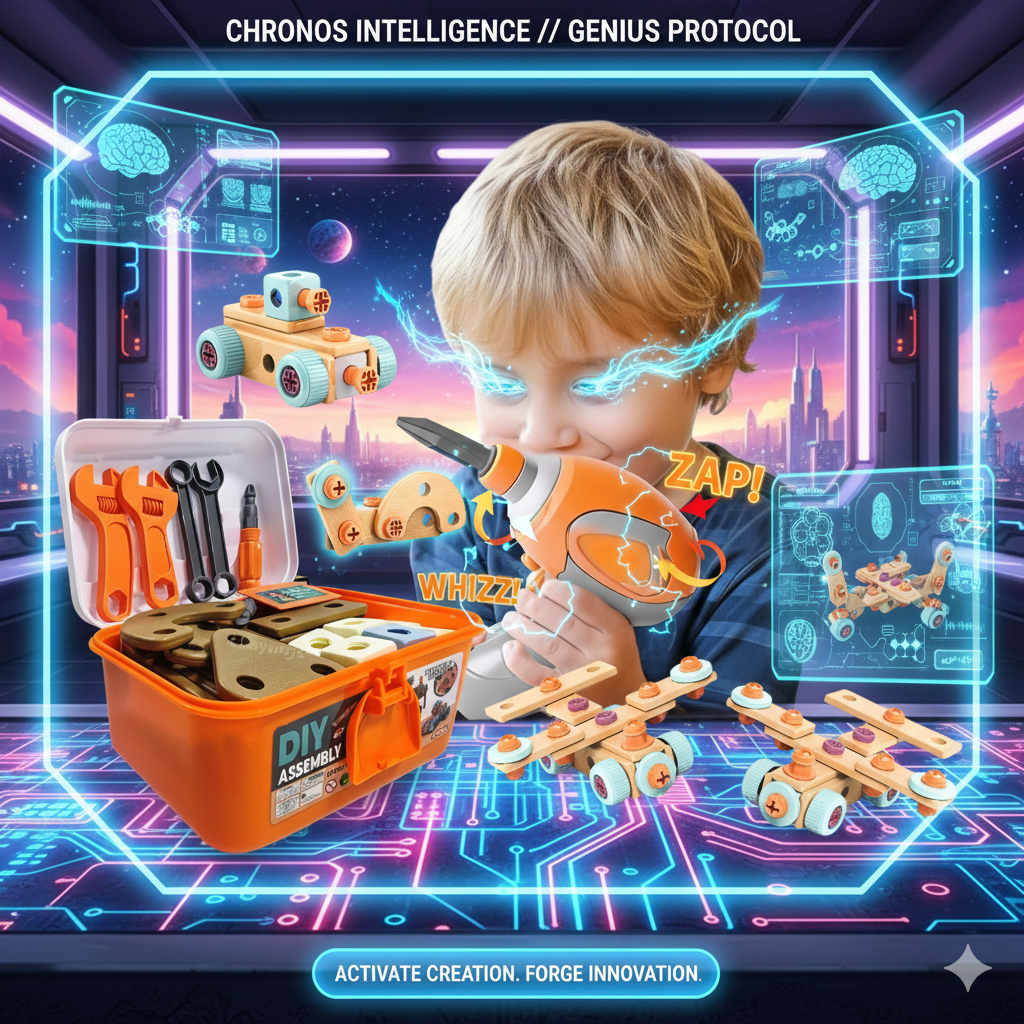 The Complete Little Engineer Box: Power Drill & Nut Assembly Toy Set - Portable STEM Building Station, Durable & Safe Construction Play Kit for Kids 3+