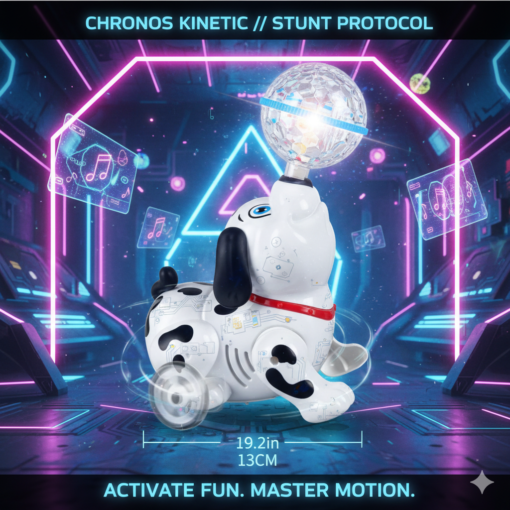Vibrant Rotating Dalmatian Showman: Magic Ball-Spinning Action & Synchronized Rhythms - Captivating Visual & Auditory Sensory Play Station for Small Babies