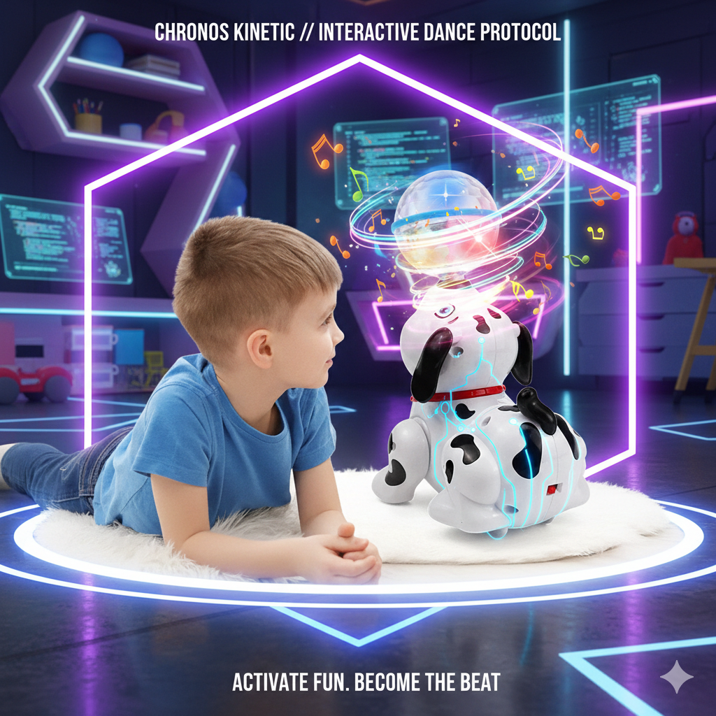 Vibrant Rotating Dalmatian Showman: Magic Ball-Spinning Action & Synchronized Rhythms - Captivating Visual & Auditory Sensory Play Station for Small Babies